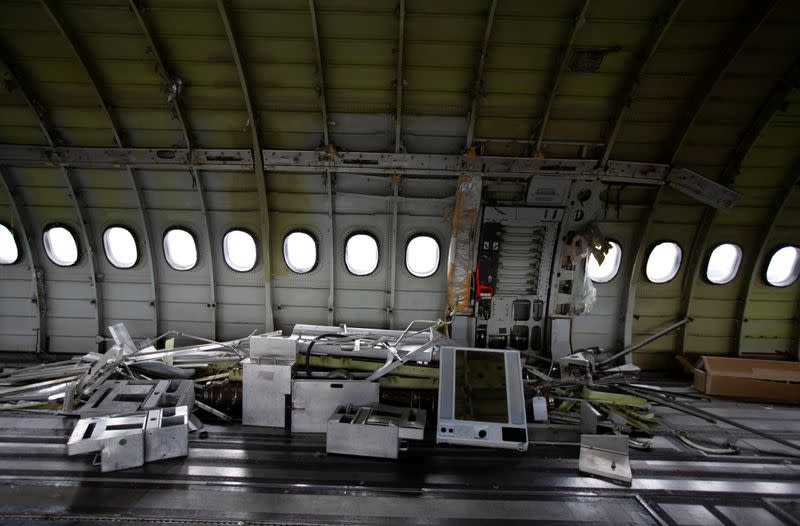 Salvaged pieces collected in an A310 airplane at recycling company Aerocycle in Mirabel