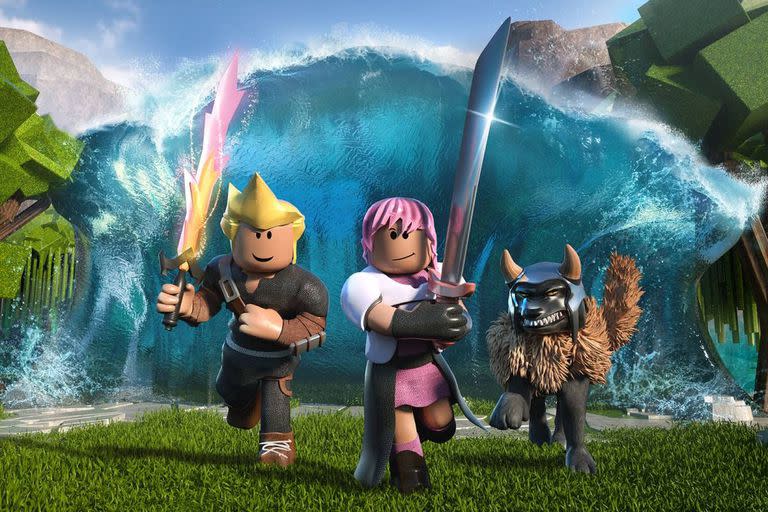 Una vista de los clásicos personajes de Roblox, que permite que los usuarios creen mundos y niveles con su motor gráfico