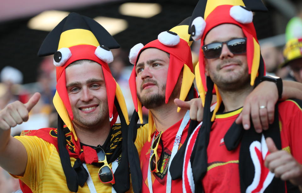 <p>Belgian fans look confident ahead of the final clash </p>