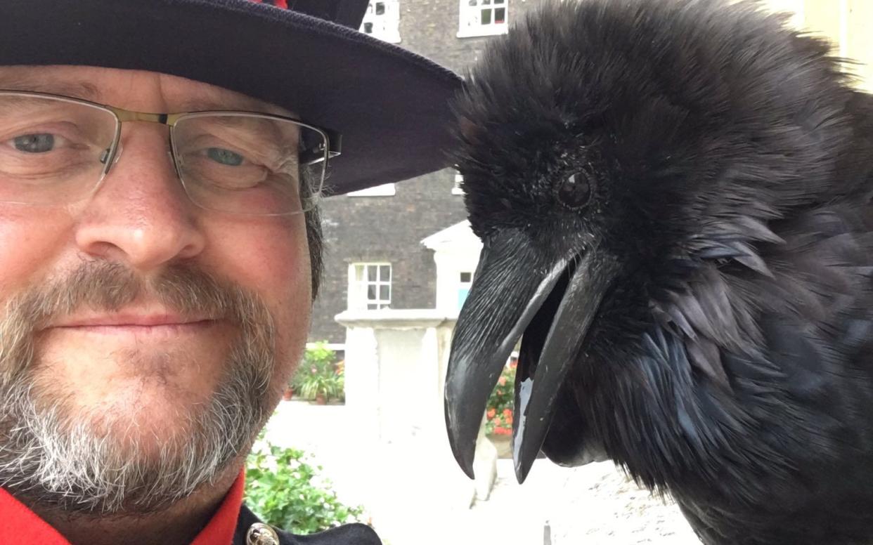 The Ravenmaster and Merlina in happier times - The Ravenmaster