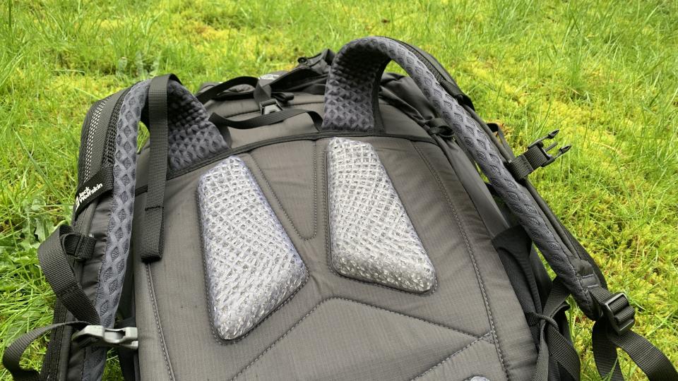 Detail of backpack on the ground