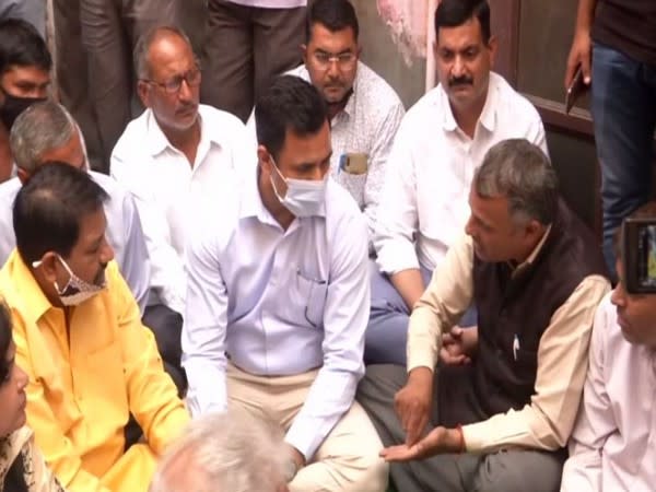 Faridabad Deputy Commissioner meets family of Ballabgarh murder victim on Wednesday. Photo/ANI