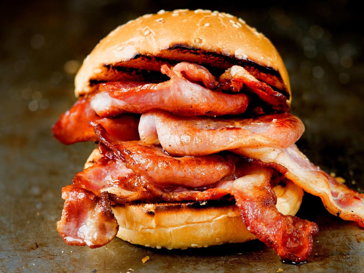 rustic english bacon butty sandwich