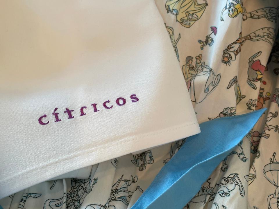 embroidered napkin at citricos restaurant in disney world