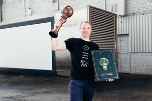 Mr. Manfred Ledermüller, Founder & CTO Imhotep.Industries Austria with his Energy Globe World Award in the Category Water.