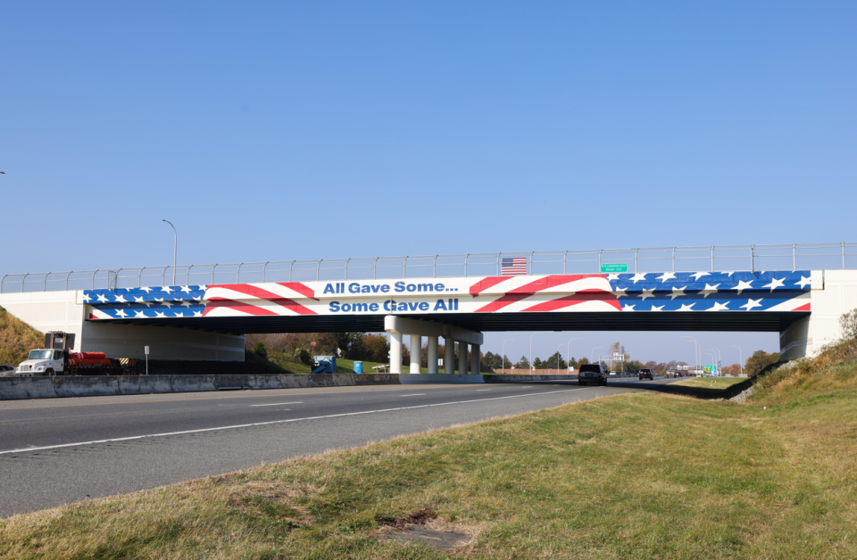 The Delaware Department of Transportation's first mural along Route 1 is on the Senior Airman Elizabeth Loncki Bridge near Dover Air Force Base. The bridge is named after a New Castle native who died in 2007 after her team was targeted by a car bomber in Iraq.