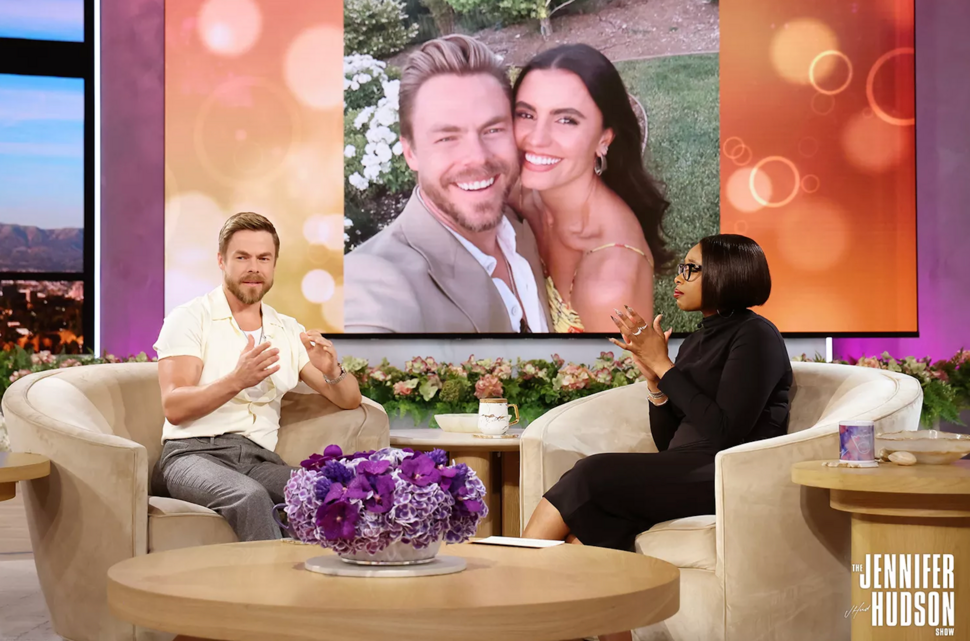 Derek Hough shared an update on his wife's recovery during an appearance on 'The Jennifer Hudson Show'.