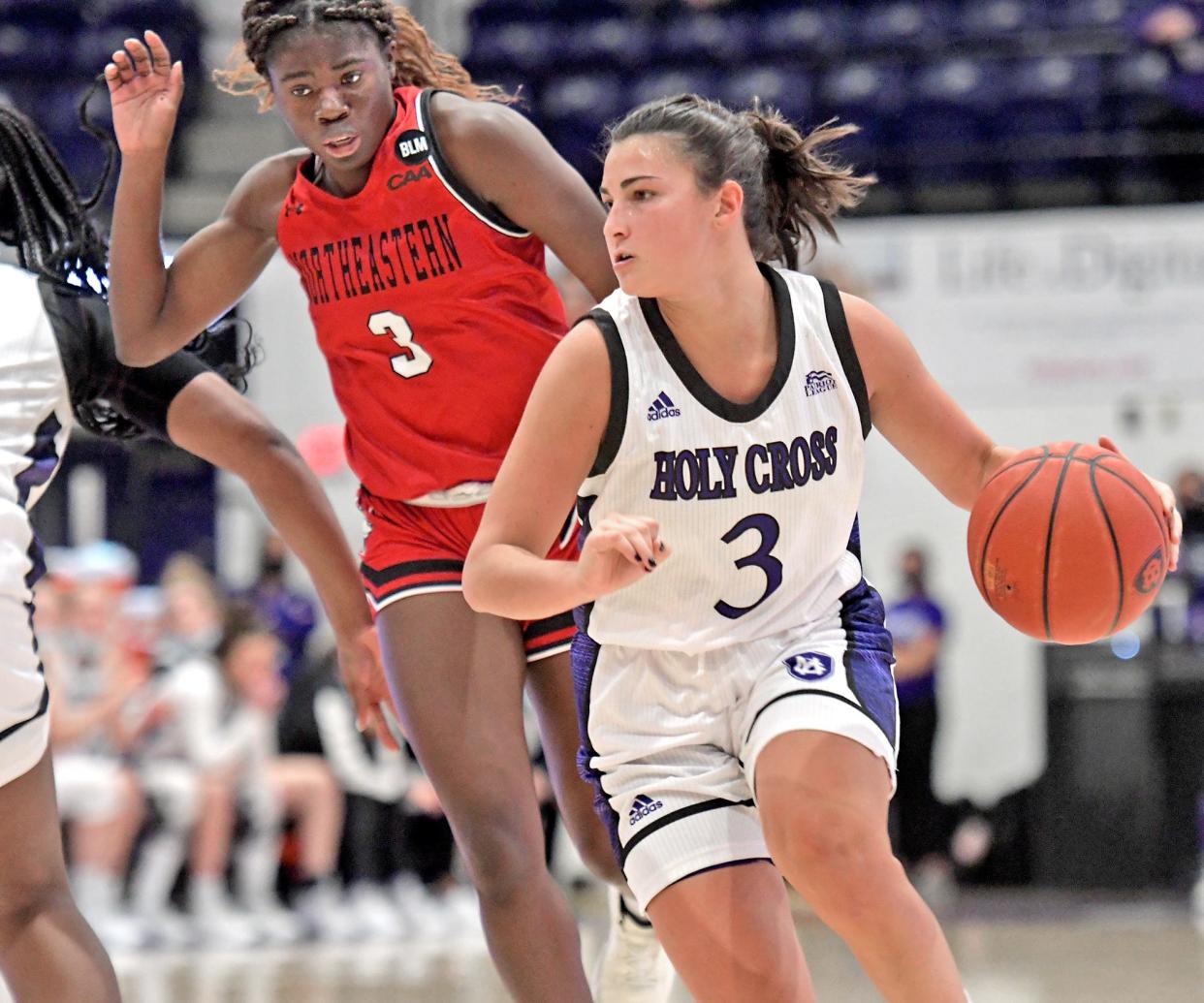 Senior guard Avery LaBarbera leads Holy Cross in scoring and rebounding and has seven straight double-doubles.