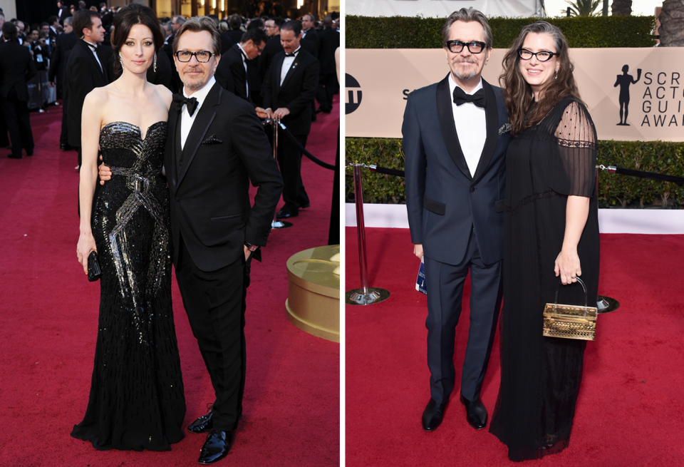 Left: At the 2012 Oscars. Right: At the 2018 SAG Awards.
