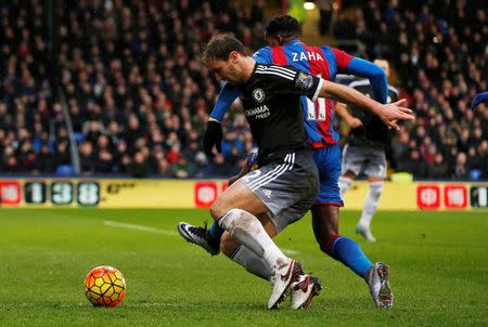 Football Soccer - Crystal Palace v Chelsea - Barclays Premier League - Selhurst Park - 3/1/16 Chelsea's Branislav Ivanovic in action with Crystal Palace's Wilfried Zaha Action Images via Reuters / John Sibley Livepic
