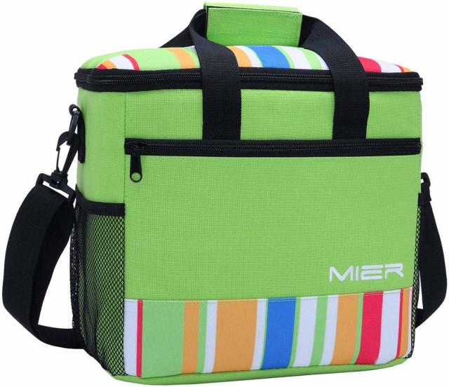 MIER Adult Lunch Box Insulated Lunch Bag Large Cooler Tote, Green / Large
