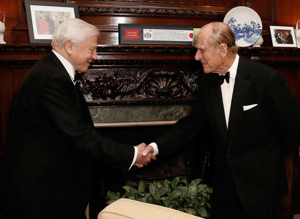 The Queen's husband, Prince Philip, also recognises the importance of Sir David's work. Here they are together at Australia House in London in December 2015 for one of the broadcaster's films. (PA images)