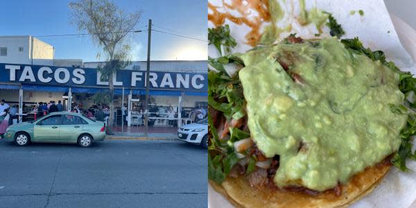 Taco de adobada de “Tacos El Franc” en Tijuana recibe 7 por pequeño y llevar aguamole