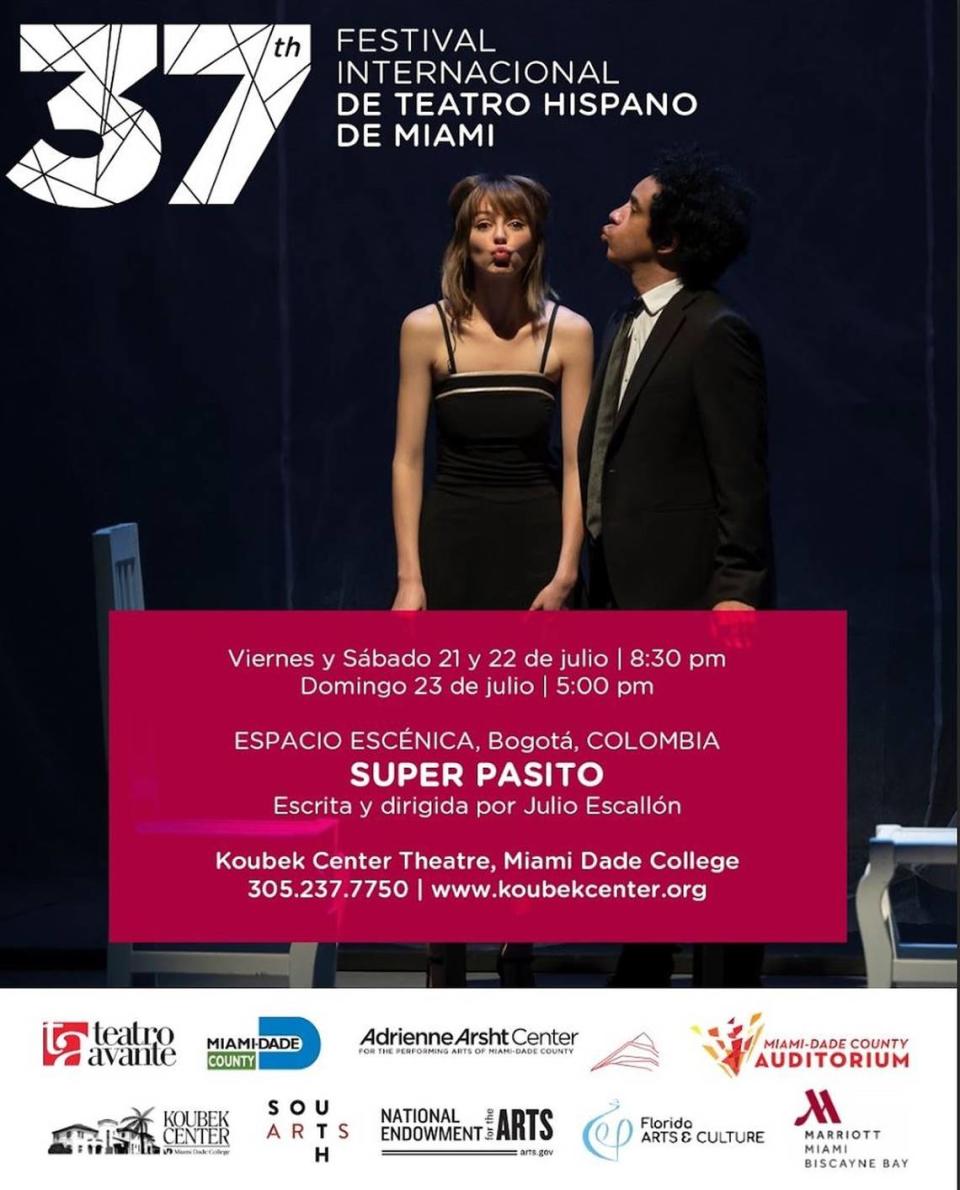 El ‘flyer’ que anuncia la obra como parte del 37 Festival Internacional de Teatro Hispano de Miami fue diseñado por Christine Jacobus.