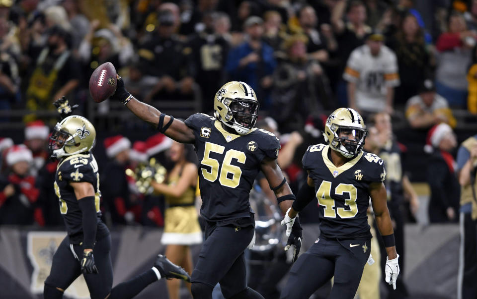 The New Orleans Saints are favorites to win the Super Bowl. (AP Photo/Bill Feig)