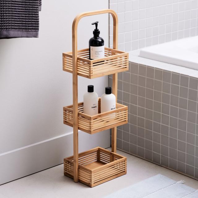 Bamboo Hanging Shower Caddy Rustproof Natural Bamboo Over The