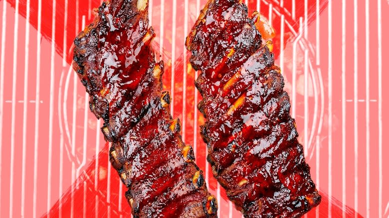 rack ribs red background 