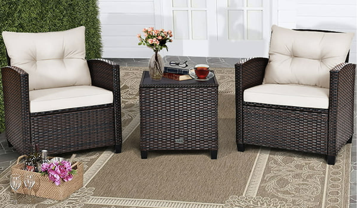 This Costway patio set is the perfect three-piece statement for your outdoor space. (Photo: Walmart)