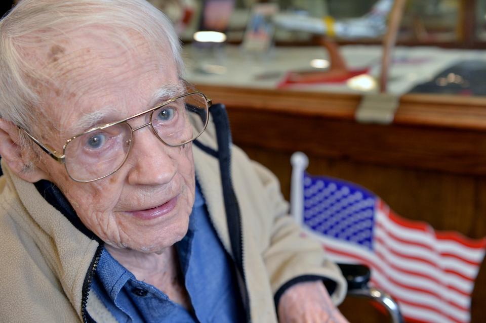 World War II veteran Arthur Butler, 100, at New Horizons at Marlborough, Nov. 9, 2021.