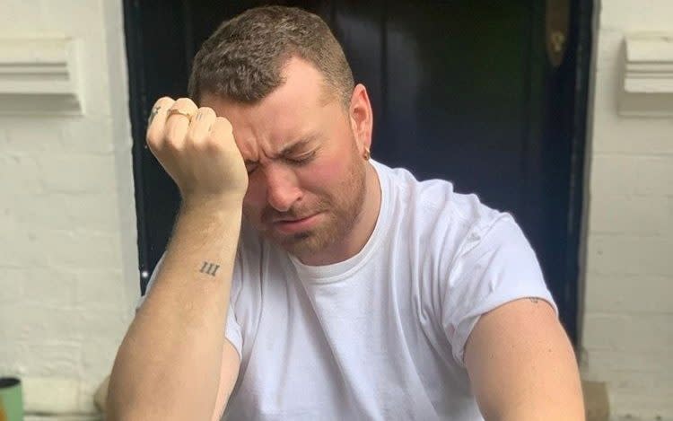 Singer Sam Smith struggling with self-isolation in his five-bedroom Grade II-listed mansion in Hampstead, north London : 'I have got a bit of a headache and I have allergies but I think I'm alright' - SOME