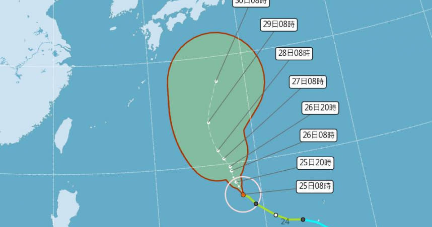 「蒲公英」增強為中度颱風。（圖／中央氣象局）