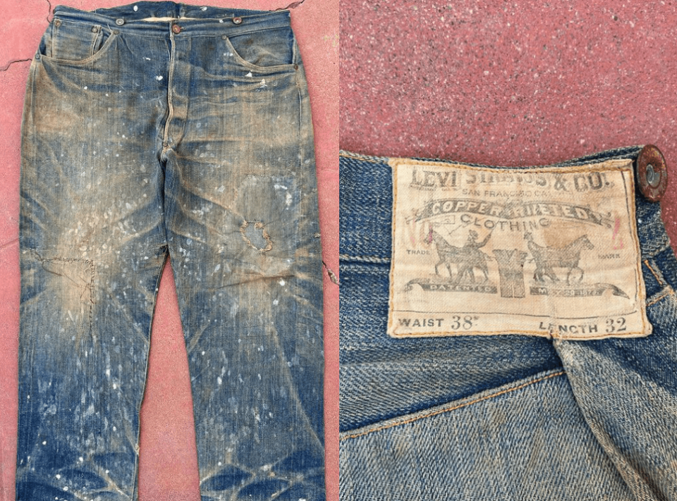 這條有140年歷史的牛仔褲，保存仍相當良好，只要稍作修改就能穿，但買家考慮將它再轉賣。（翻攝自goldenstatevtg IG）