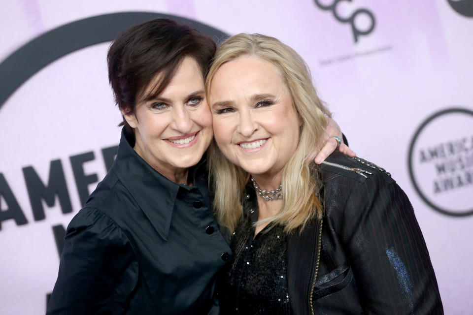 Melissa Etheridge with wife Linda Wallem in 2022. (Tommaso Boddi/WireImage via Getty Images)