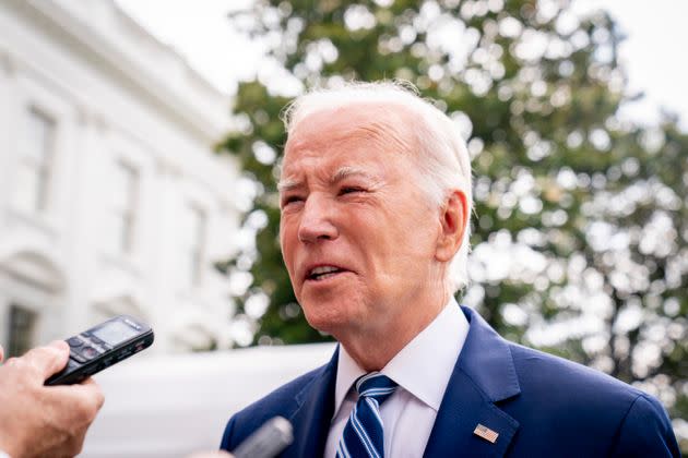 President Joe Biden, pictured Wednesday, has been using a CPAP machine to deal with sleep apnea, and the mask has been leaving indents on his face. 