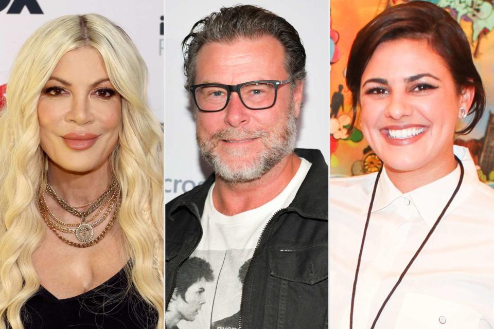<p>Jesse Grant/Getty, Rodin Eckenroth/Getty, Eric Lacour/BFA/Shutterstock </p> From left: Tori Spelling, Dean McDermott, Lily Calo