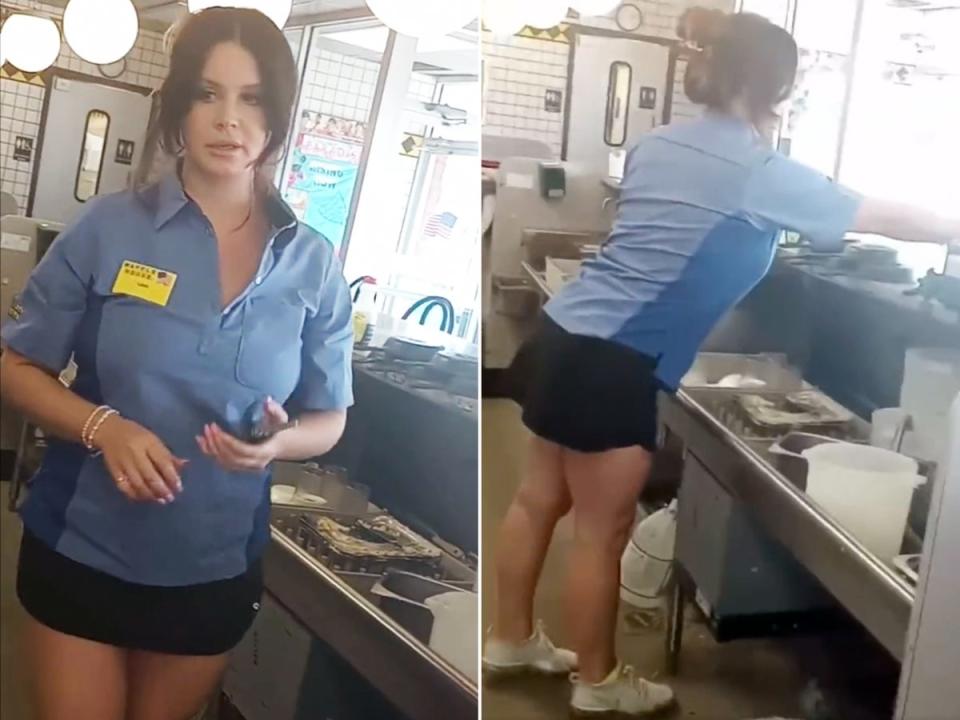 Del Rey working as a Waffle House waitress (PopBase/Twitter)