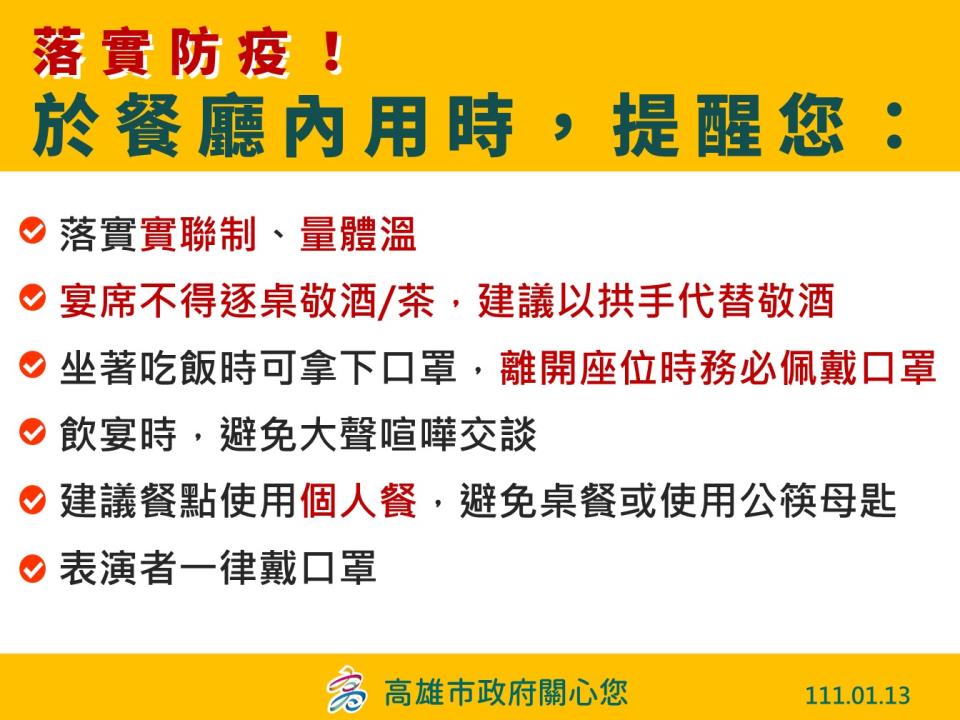 高市府將加強執行現場輔導稽查。   圖：高雄市衛生局提供