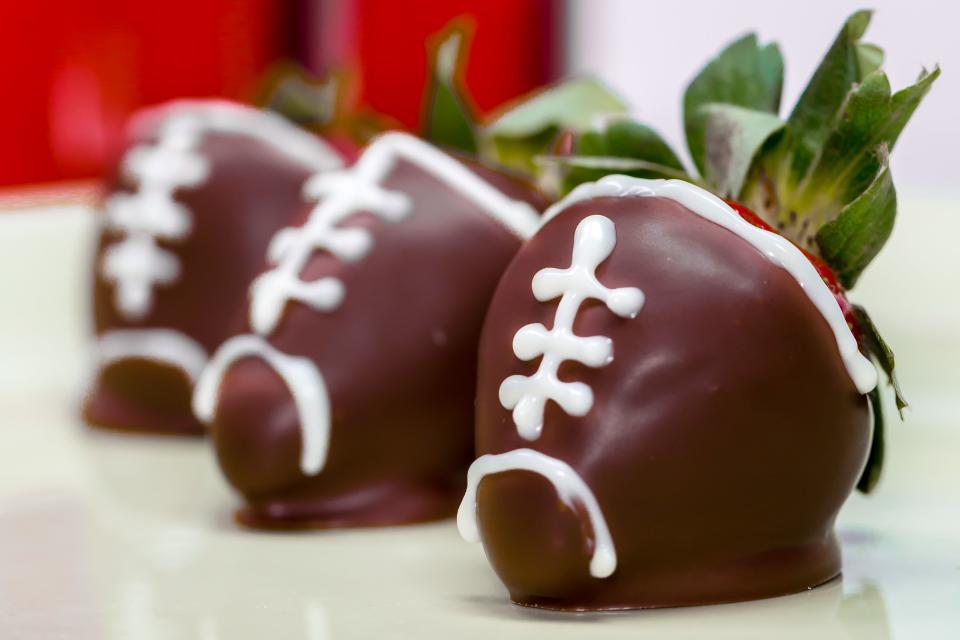 Chocolate Covered Strawberry Footballs