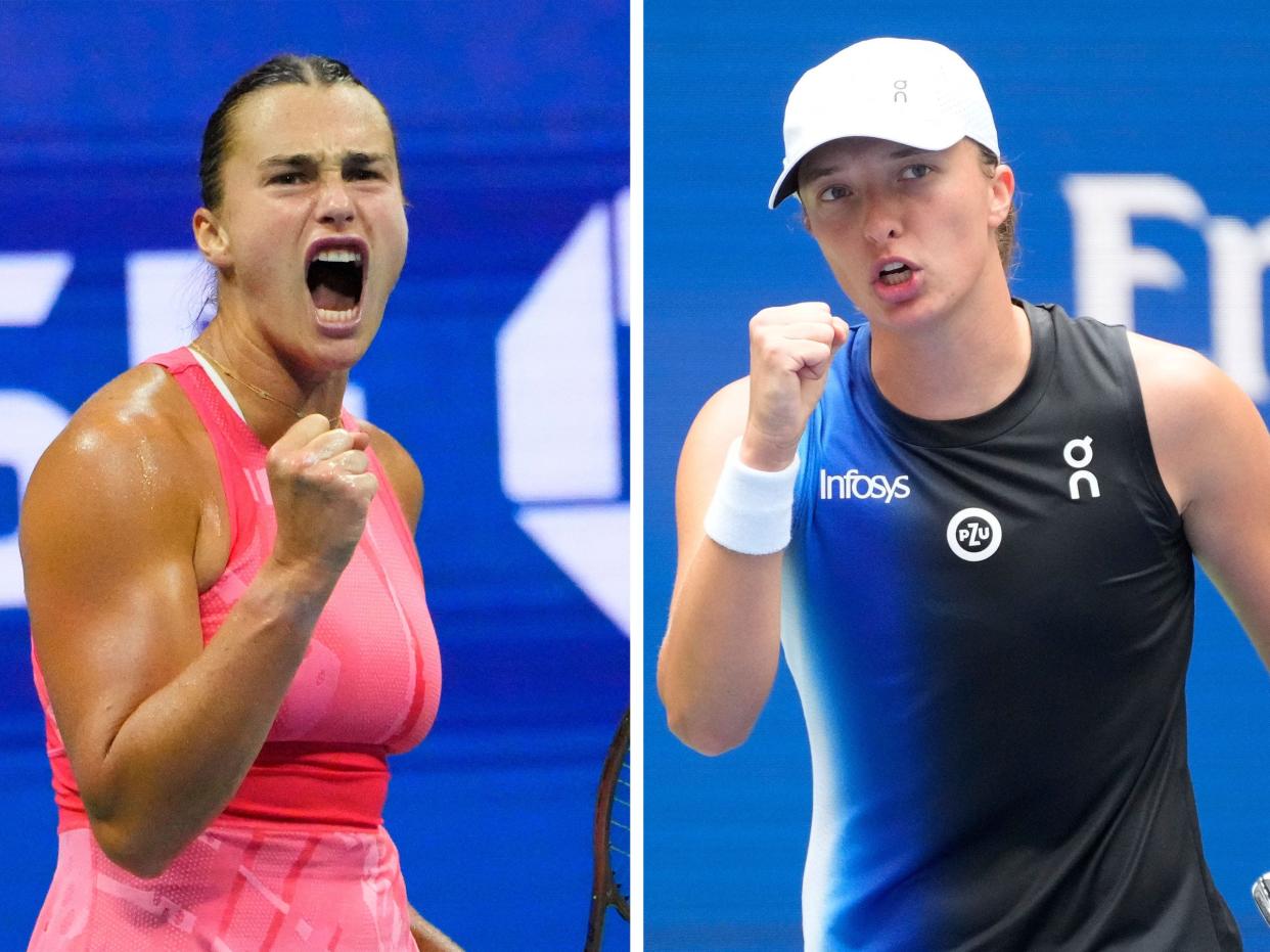 Aryna Sabalenka (left) and Iga Swiatek at the 2023 US Open.