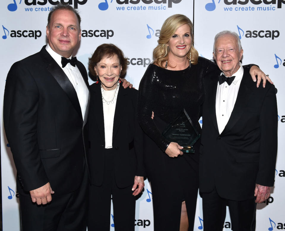 Garth Brooks, Rosalynn Carter, Trisha Yearwood, and President Jimmy Carter attend the 53rd annual ASCAP Country Music awards at the Omni Hotel on November 2, 2015 in Nashville, Tennessee