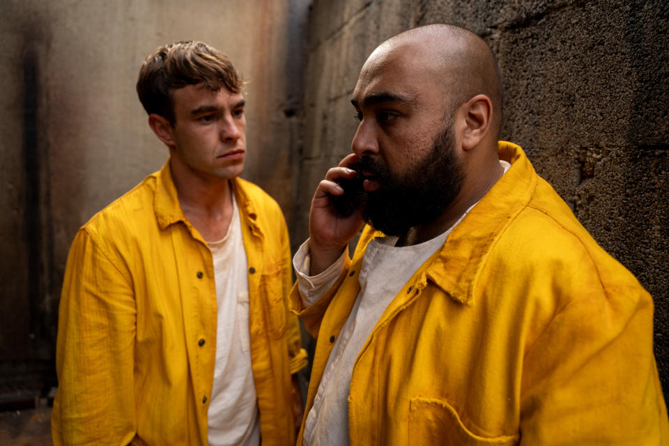 Nico Mirallegro as Stu (on left) in Stags.