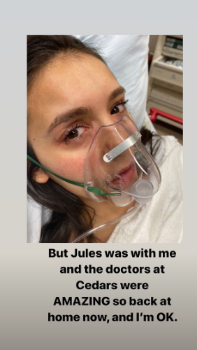 See the 'Vampire Diaries' star's posts explaining her hospitalization, documented by Julianne Hough.