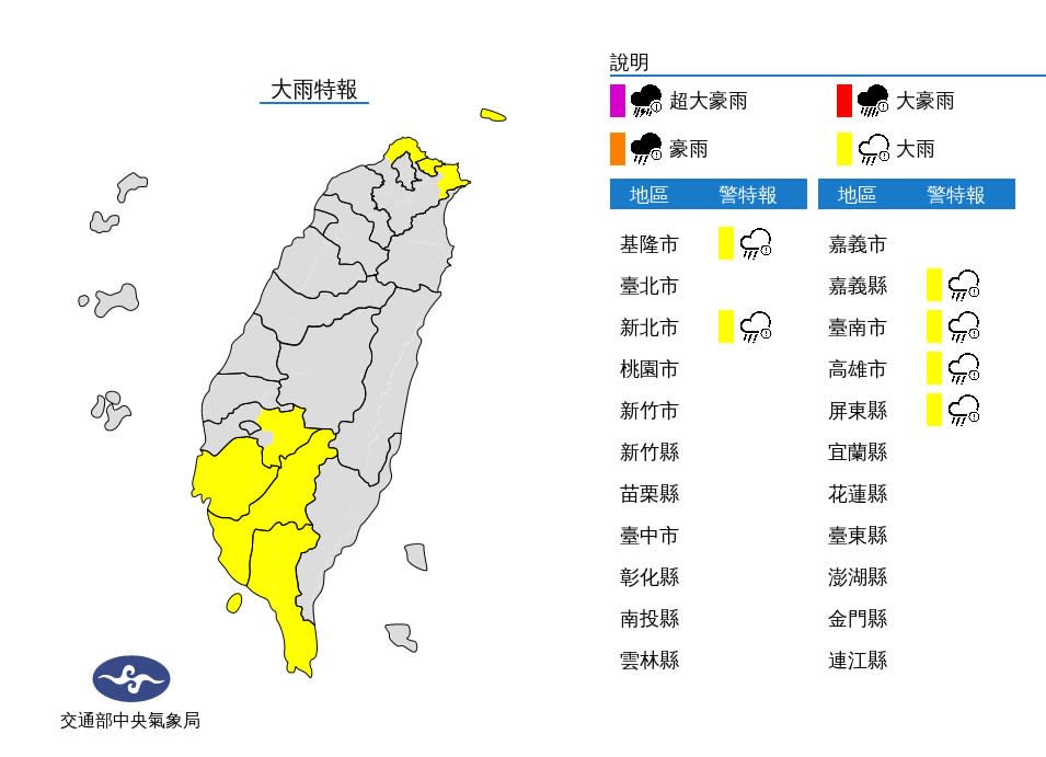 東北風及午後對流雲系發展旺盛 南北6縣市大雨特報