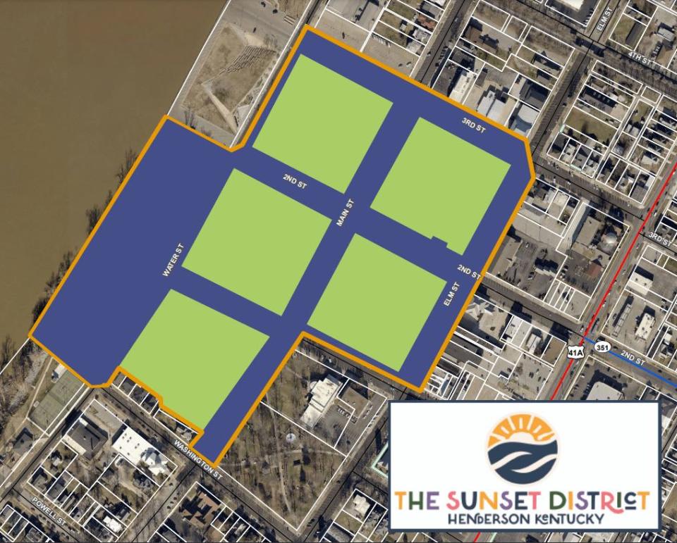 The boundaries of the "Sunset District" in downtown Henderson.