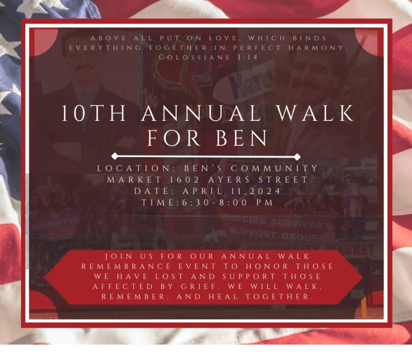 The "10th Annual Walk for Ben" will honor Mostafa "Ben" Bighamian on the night of April 11.