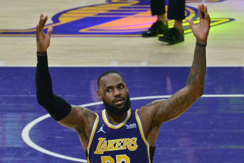 Los Angeles Lakers forward LeBron James scored 25 points in a win over the Los Angeles Clippers on Sunday in Los Angeles. File Photo by Jim Ruymen/UPI