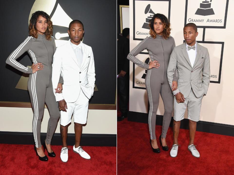 Helen Lasichanh and Pharrell Williams at the Grammy Awards in 2015.