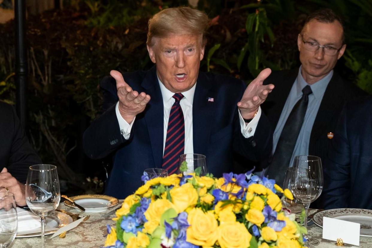 Donald Trump speaks before a dinner: AP