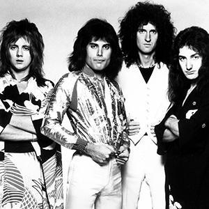 The British rock band Queen (from left: Roger Taylor, Freddie Mercury, Brian May and John Deacon) in 1975. / Credit: Michael Ochs Archives/Getty Images