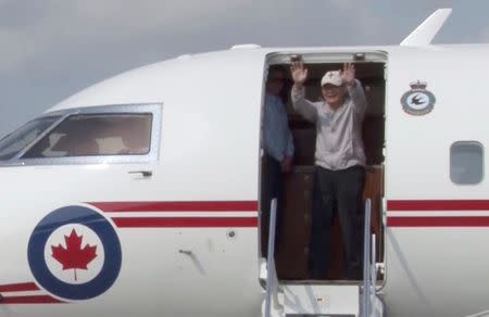 Rev. Hyeon Soo Lim, who was imprisoned in North Korea for more than two years, is seen celebrating as he returned Canada in this still image captured from a video in Toronto, Ontario, Canada, August 12, 2017. Courtesy Light Presbyterian Church/Handout via REUTERS