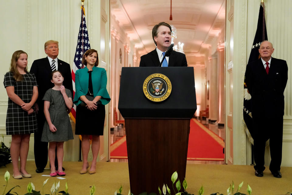 Kavanaugh speaks during his ceremonial public swearing-in. (Photo: Jonathan Ernst/Reuters)