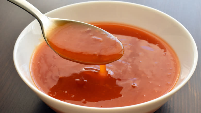 Spoon in sweet chili sauce