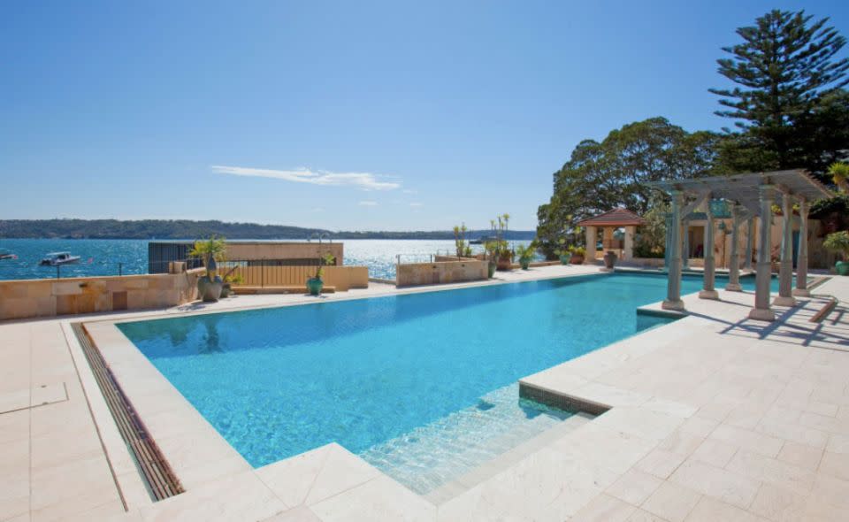 The house boasts incredible water views.