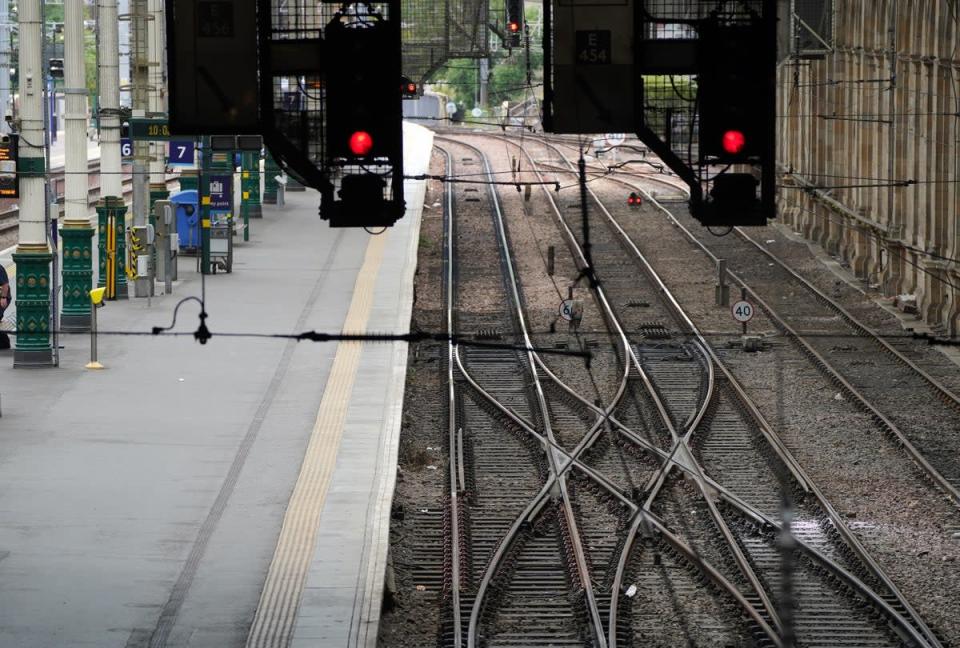 A quiet platform at Waverley station in Edinburgh (Andrew Milligan/PA) (PA Wire)