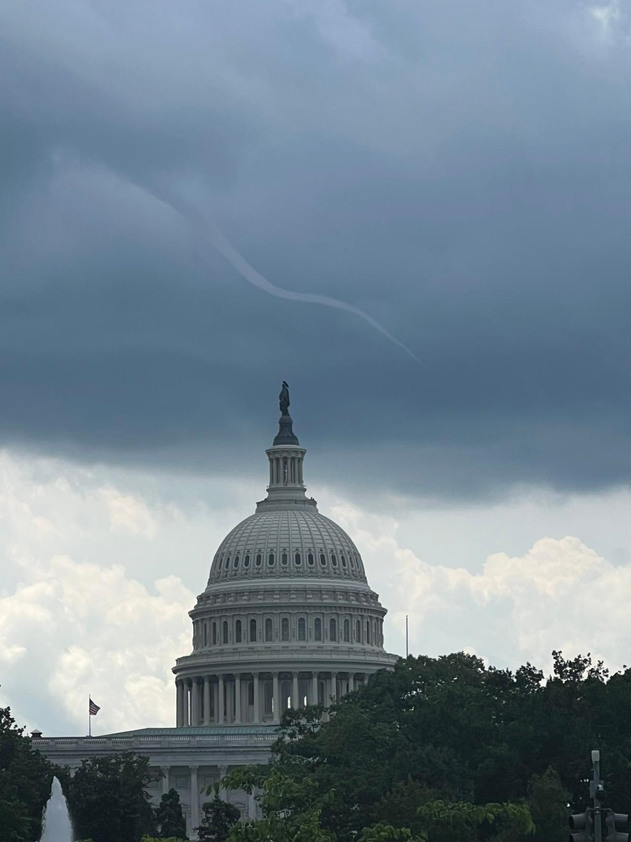 Funnel, not a tornado, over Washington, D.C. on July 25, 2023.