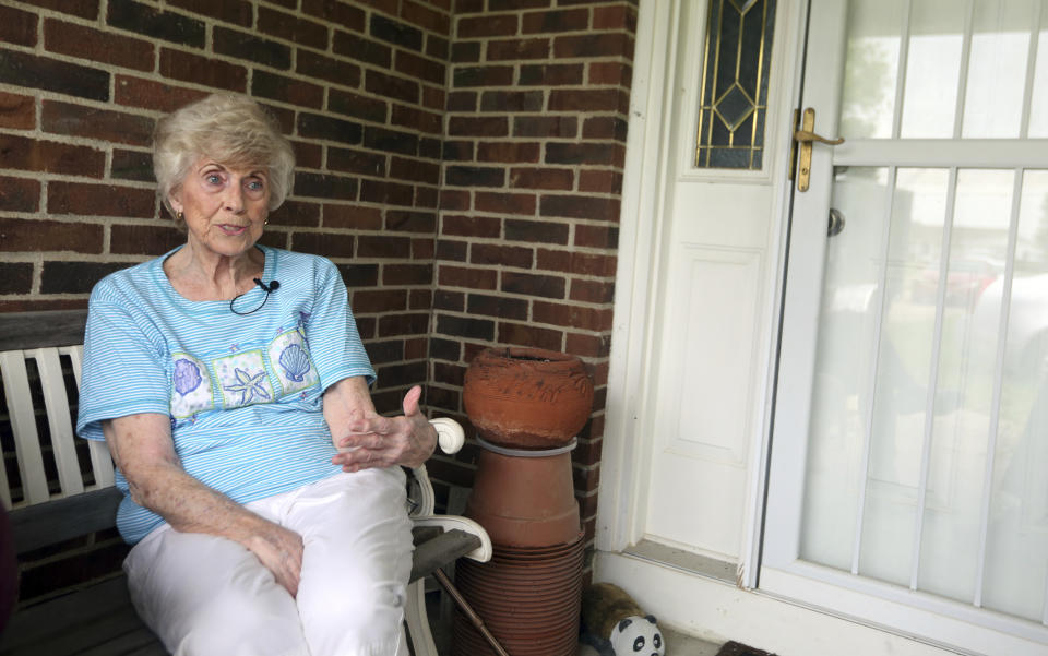 Tressie Corsi talks about giving up the house she has owned in Johnstown, Ohio, since 1972 to make way for an Intel manufacturing plant during an interview Monday, June 20, 2022. Corsi and her husband raised four children and welcomed multiple generations of grandchildren and great-grandchildren, including some who lived right next door. (AP Photo/Paul Vernon)